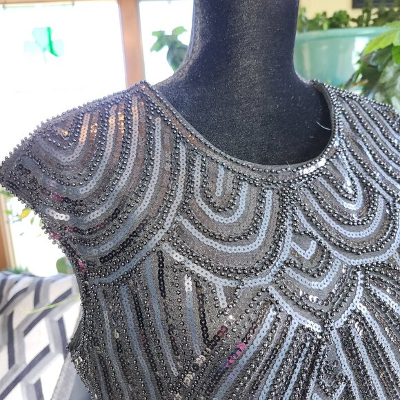Babeyond Flapper Sheath Gatsby Dress Black Sz XXL Sequins Beads  Sleeveless - Picture 10 of 13